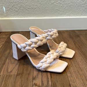 Light pink braided heels